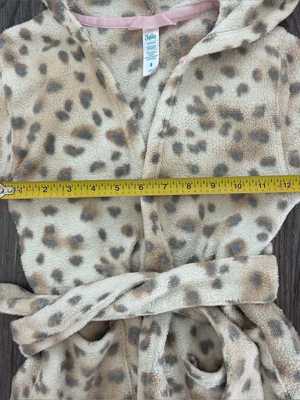 Justice Little girls Leopard Fleece Robe size 8